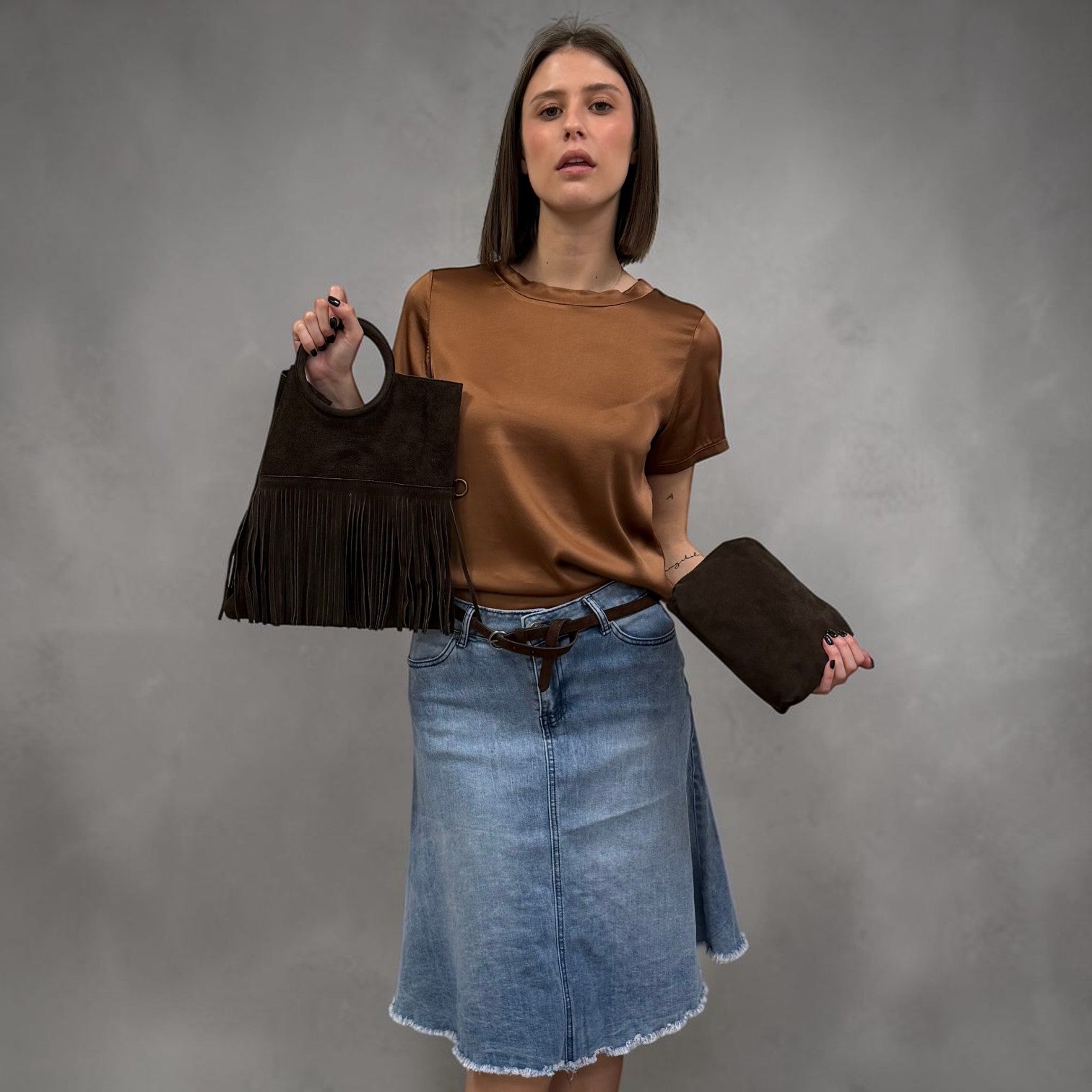 BORSA ANNA IN PELLE SCAMOSCIATA